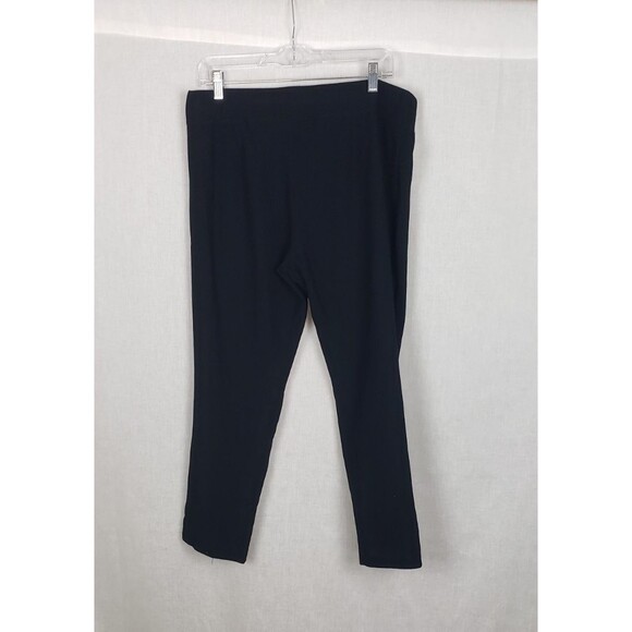 EILEEN FISHER Black Stretch Washable Crepe Knit Ankle Pants Elastic Waist L USA - Picture 1 of 5